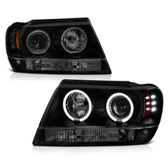 1999-2004 Jeep Grand Cherokee Sinister Black Headlight