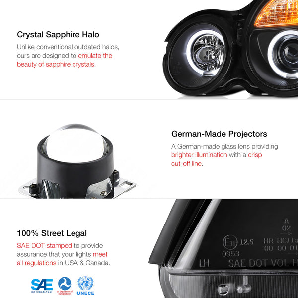 1996-1999 Mercedes-Benz W210 E-Class Black Headlight