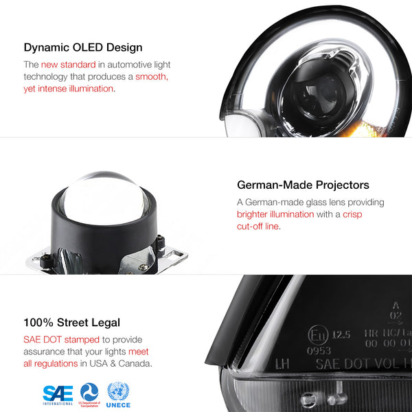 2007-2013 Mini Cooper Black Headlight