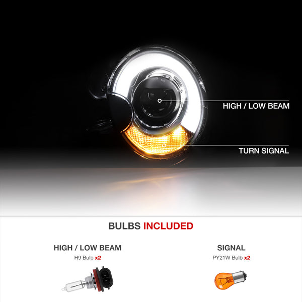 2007-2013 Mini Cooper Black Headlight