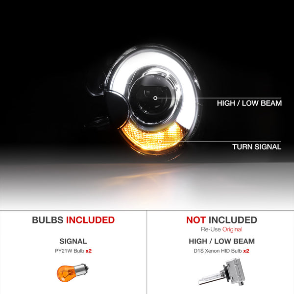 2007-2013 Mini Cooper Black Headlight