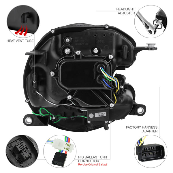 2007-2013 Mini Cooper Black Headlight