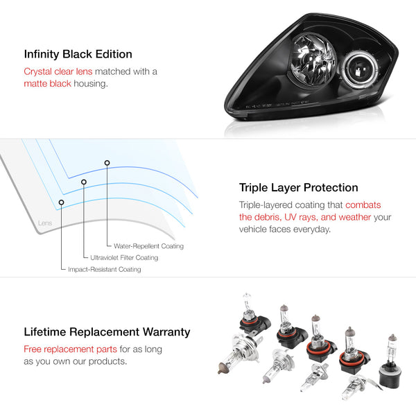 2000-2005 Mitsubishi Eclipse Black Headlight