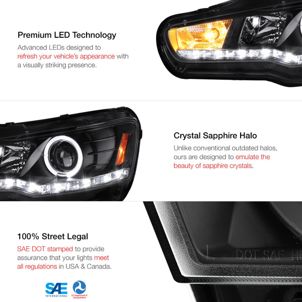 2008-2017 Mitsubishi Lancer Black Headlight