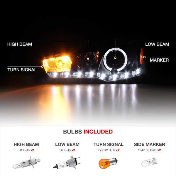 2008-2017 Mitsubishi Lancer Black Headlight