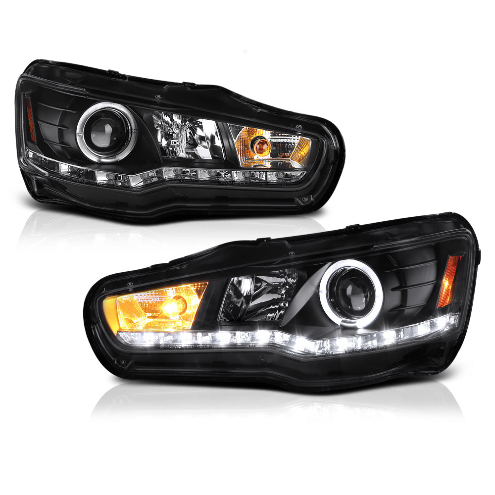 Daytime Running LED Strip] Infinity Black Projector Headlights