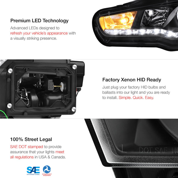 2008-2017 Mitsubishi Lancer Black Headlight