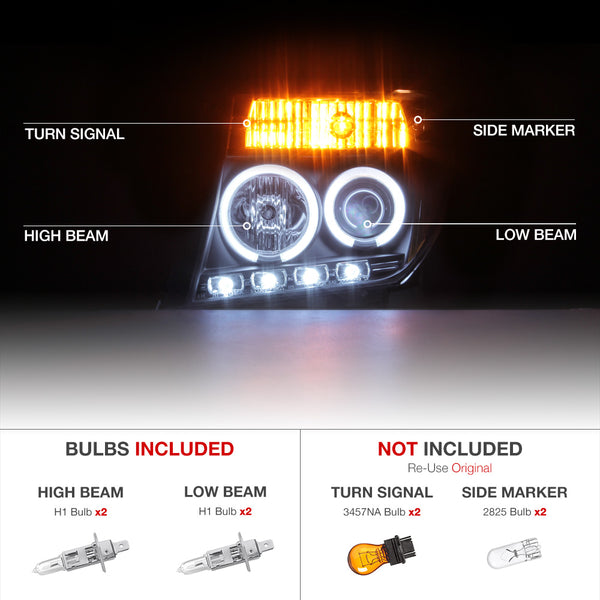 2005-2008 Nissan Frontier Black Headlight