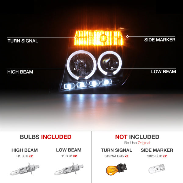 2005-2008 Nissan Frontier Black Headlight