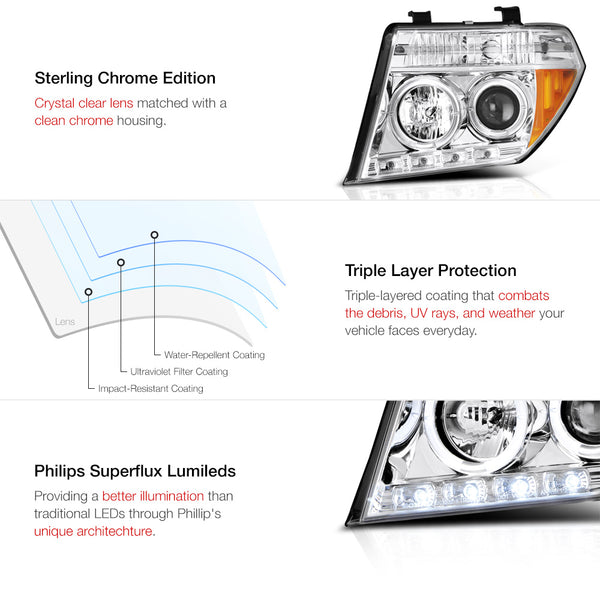 2005-2008 Nissan Frontier Chrome Headlight