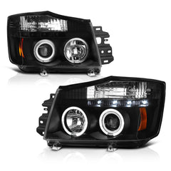2004-2015 Nissan Titan Black Headlight