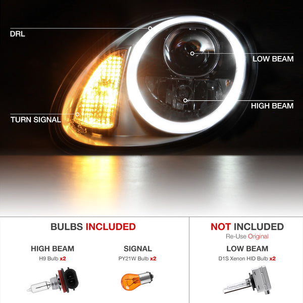 2005-2008 Porsche 987-Series Boxster Dark Red Headlight