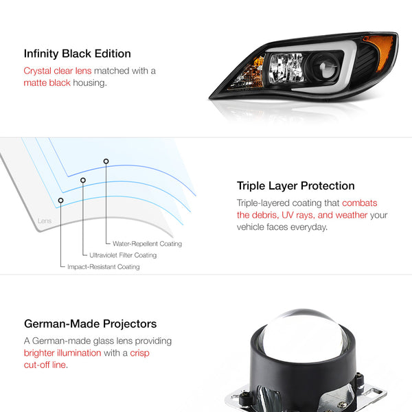2008-2014 Subaru Impreza WRX Black Headlight