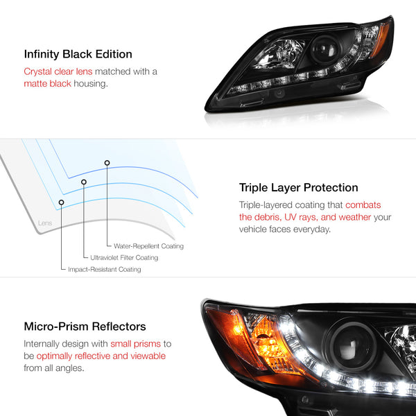 2007-2009 Toyota Camry Black Headlight