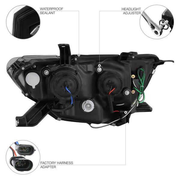 2011-2013 Toyota Highlander Black Headlight