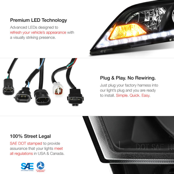 2004-2007 Volkswagen Touareg Black Headlight
