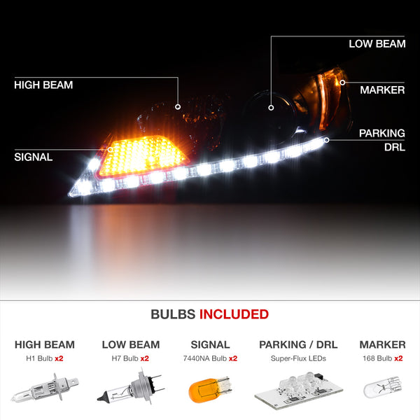 2004-2007 Volkswagen Touareg Black Headlight