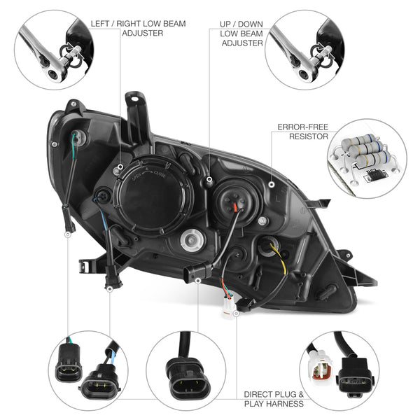 2004-2007 Volkswagen Touareg Black Headlight