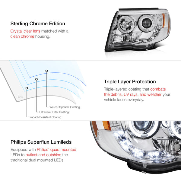 2005-2011 Toyota Tacoma Chrome Headlight