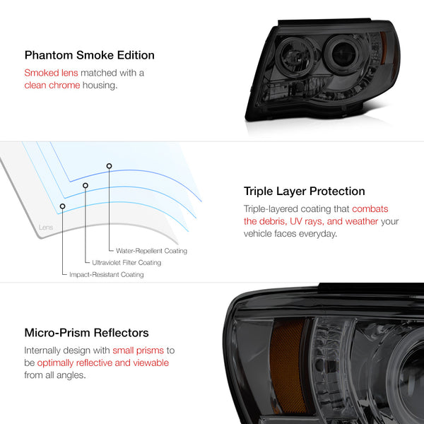 2005-2011 Toyota Tacoma Smoked Headlight
