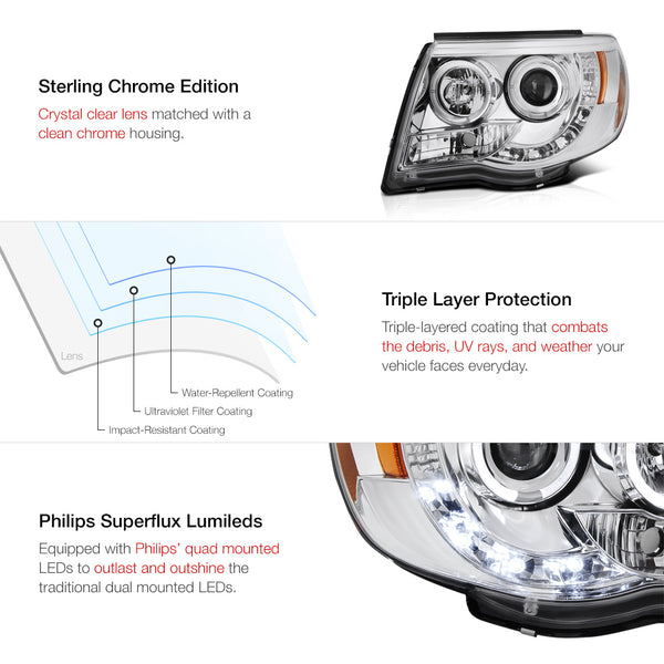 2005-2011 Toyota Tacoma Chrome Headlight