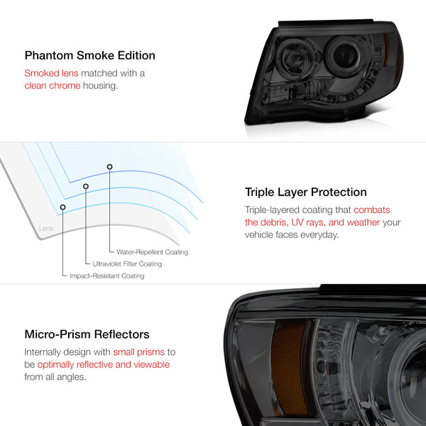 2005-2011 Toyota Tacoma Smoked Headlight