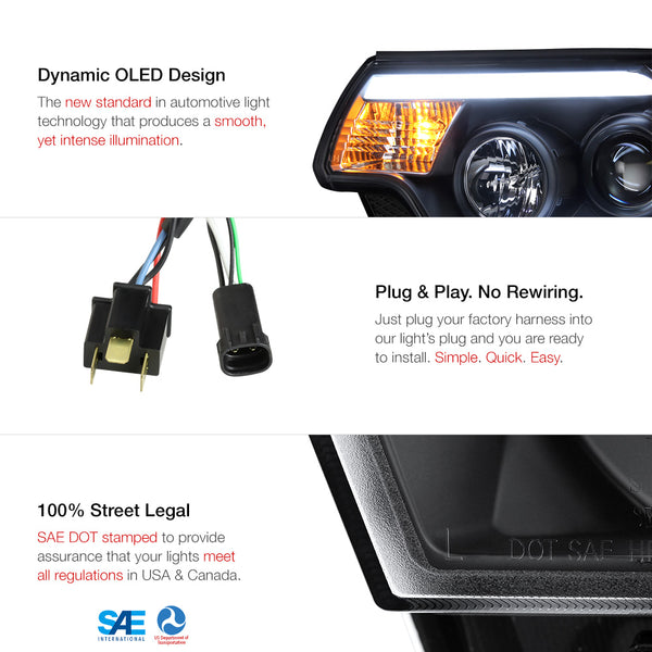 2012-2015 Toyota Tacoma Black Headlight