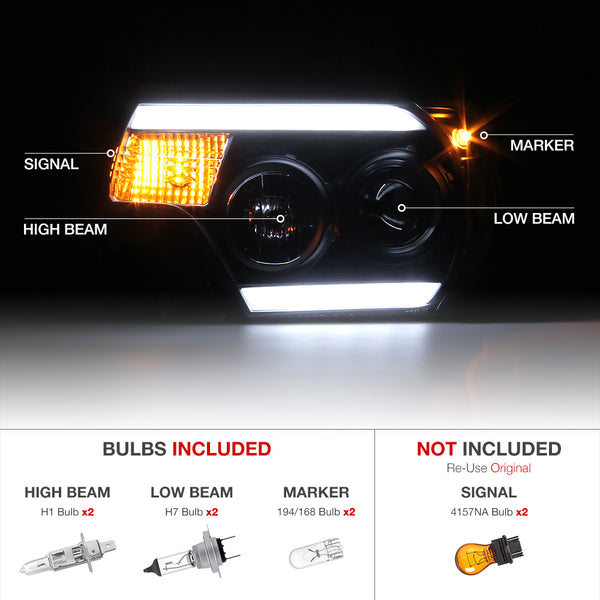 2012-2015 Toyota Tacoma Black Headlight