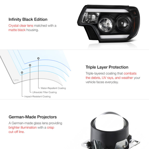 2012-2015 Toyota Tacoma Black Headlight