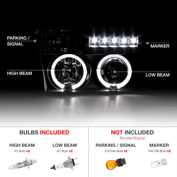 2007-2013 Toyota Tundra Black Headlight