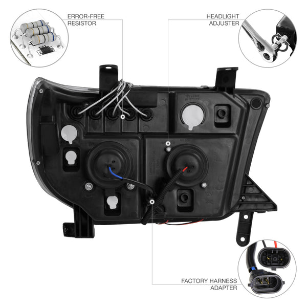 2007-2013 Toyota Tundra Black Headlight