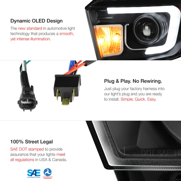 2014-2017 Toyota Tundra Black Headlight