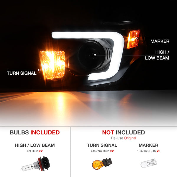 2014-2017 Toyota Tundra Black Headlight