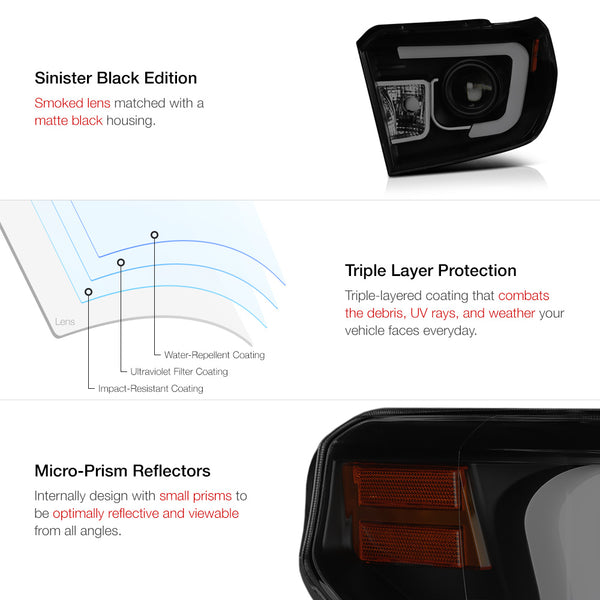 2014-2017 Toyota Tundra Sinister Black Headlight