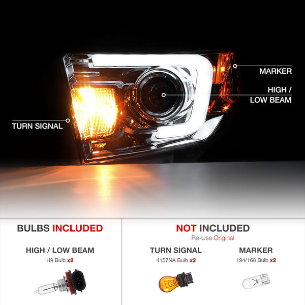 2014-2017 Toyota Tundra Smoked Headlight