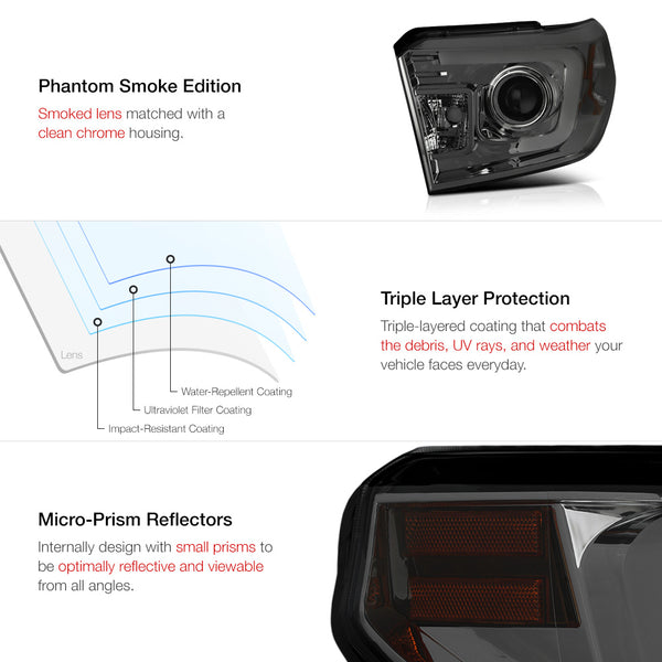 2014-2017 Toyota Tundra Smoked Headlight