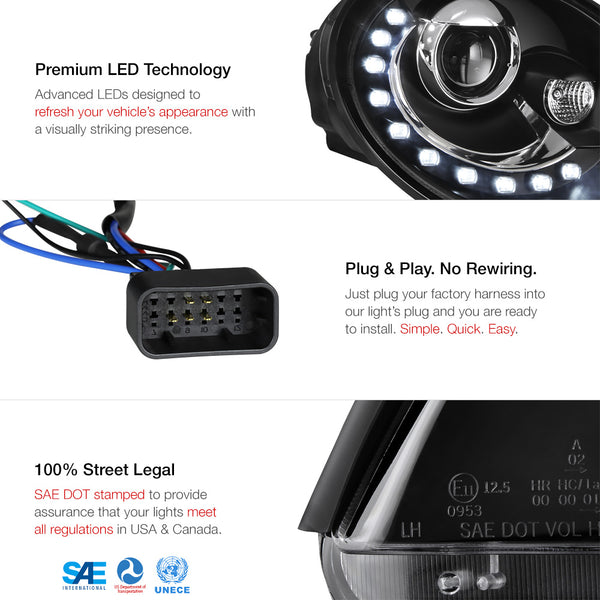 2006-2010 Volkswagen Beetle Black Headlight