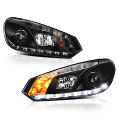 2010-2014 Volkswagen MK6 Golf Black Headlight