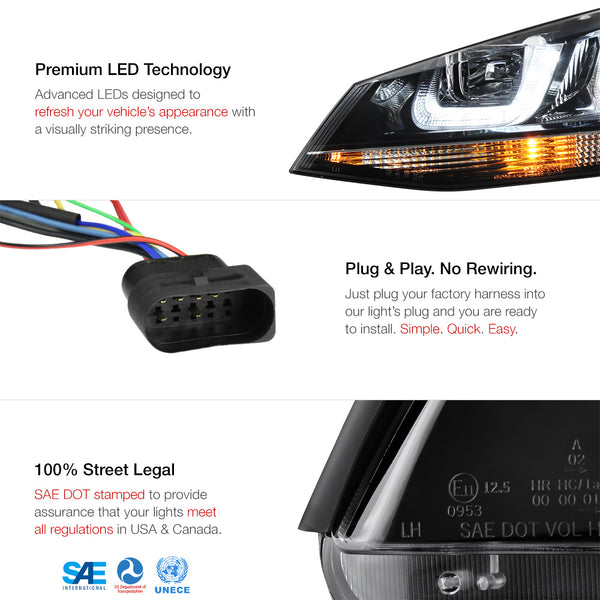 2015-2017 Volkswagen Golf Black Headlight