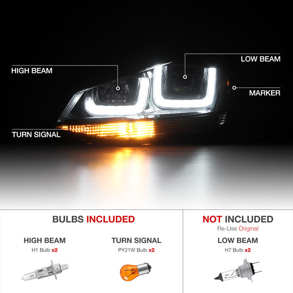 2015-2017 Volkswagen Golf Black Headlight