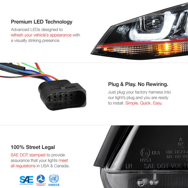 2015-2017 Volkswagen Golf Black Headlight