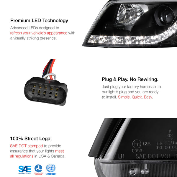 2001-2005 Volkswagen B5.5 Passat Black Headlight