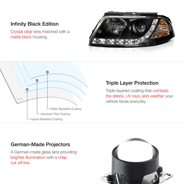 2001-2005 Volkswagen B5.5 Passat Black Headlight