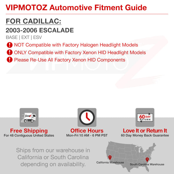 2003-2006 Cadillac Escalade Black Headlight