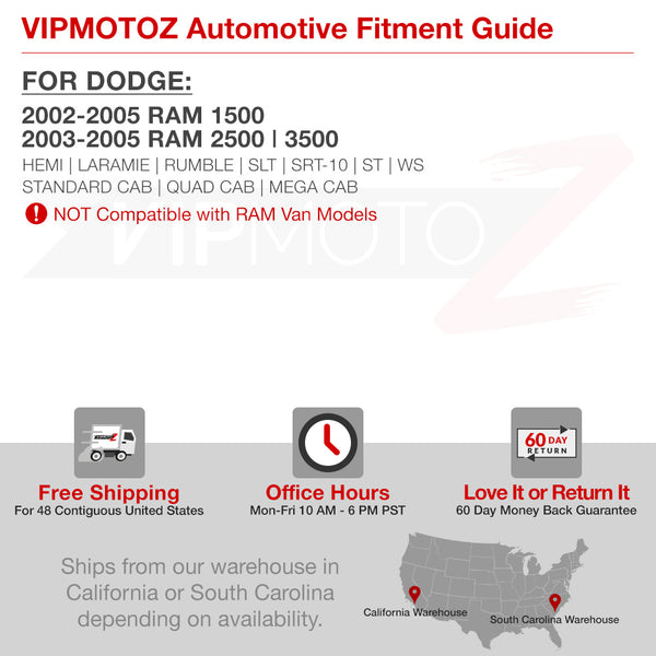 2002-2005 Dodge RAM 1500 Black Headlight