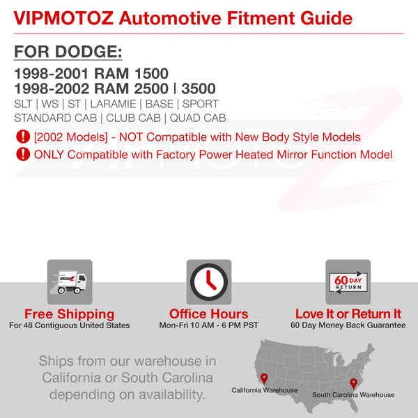 1998-2001 Dodge Ram 1500 | 2500 | 3500 Dark Red Mirror