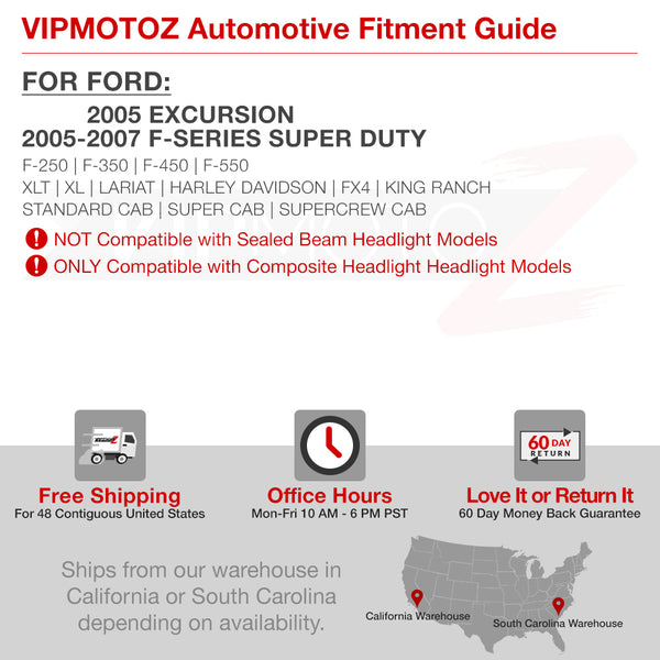 2005-2007 Ford F-250 | F-350 | F-450 | F-550 Superduty Sinister Black Headlight