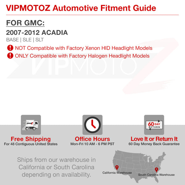 2007-2012 GMC Acadia Black Headlight