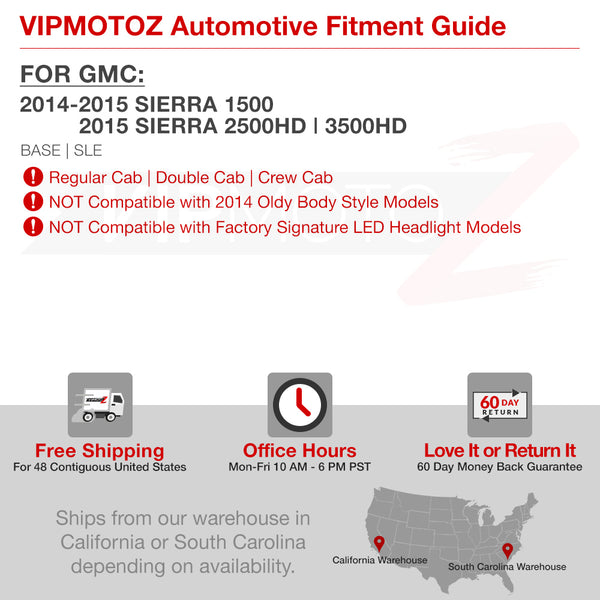 2014-2015 GMC Sierra 1500 Black Headlight