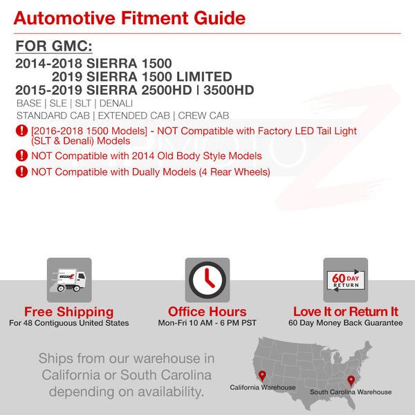 2014-2015 GMC Sierra 1500 Black Tail Light